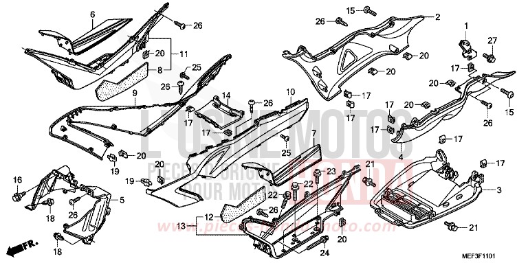FLOOR STEP/UNDER COVER (FJS400D9/FJS400A) for SW-T400 ABS SWORD SILVER METALLIC (NHA95) from 2009